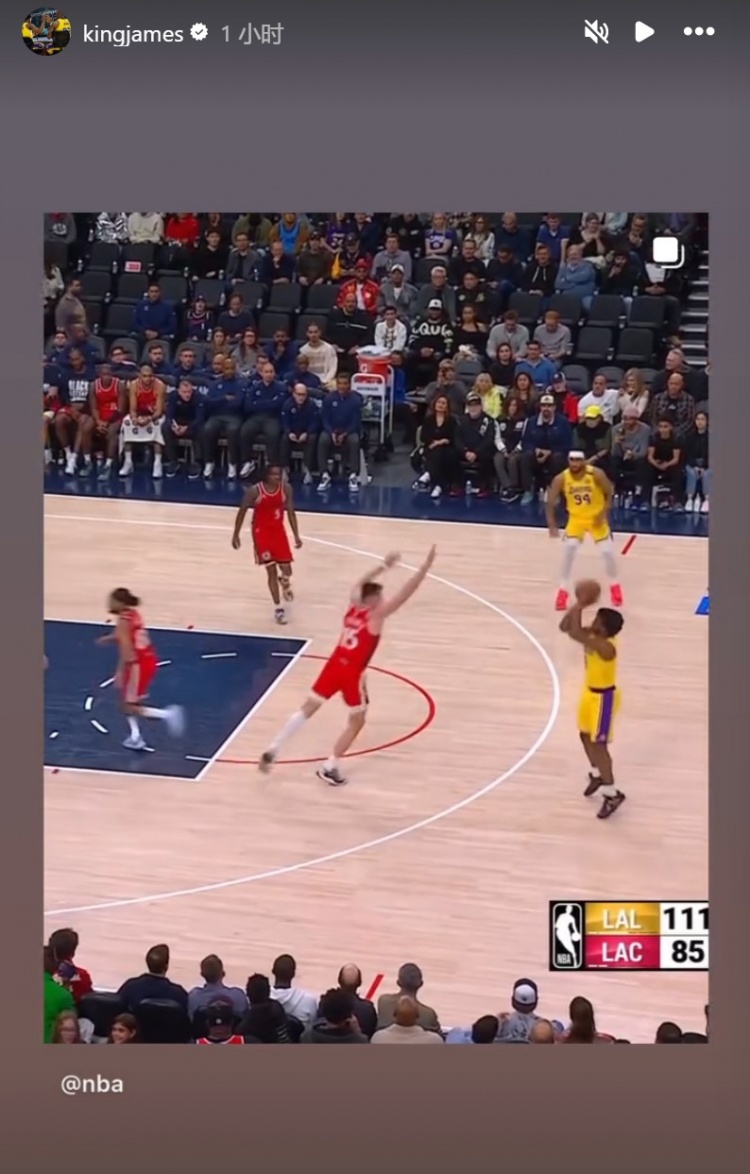  為你驕傲！布朗尼投進NBA生涯首記三分球！詹姆斯賽后轉(zhuǎn)發(fā)