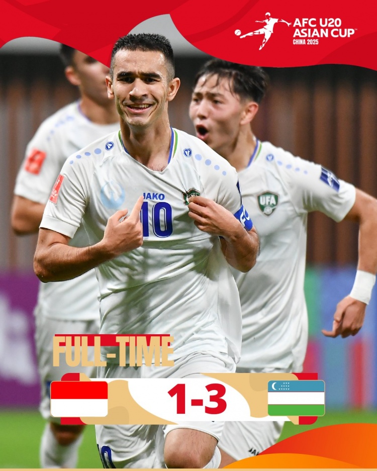  烏茲別克斯坦U20隊3-1印尼U20隊兩連勝晉級8強，印尼U20隊出局