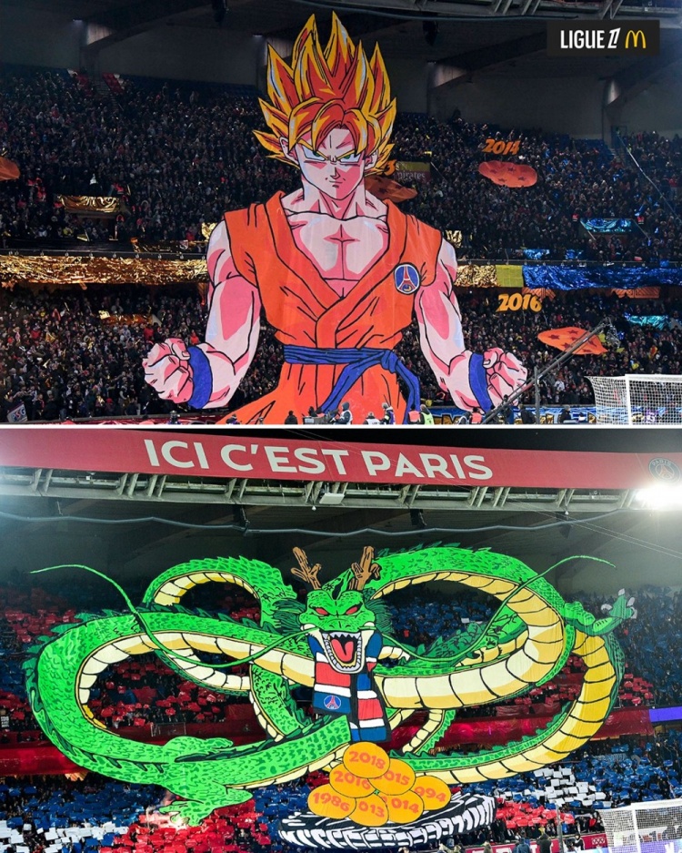  逝世一周年，法甲官推曬昔日巴黎主場龍珠TIFO：鳥山明經(jīng)典永存
