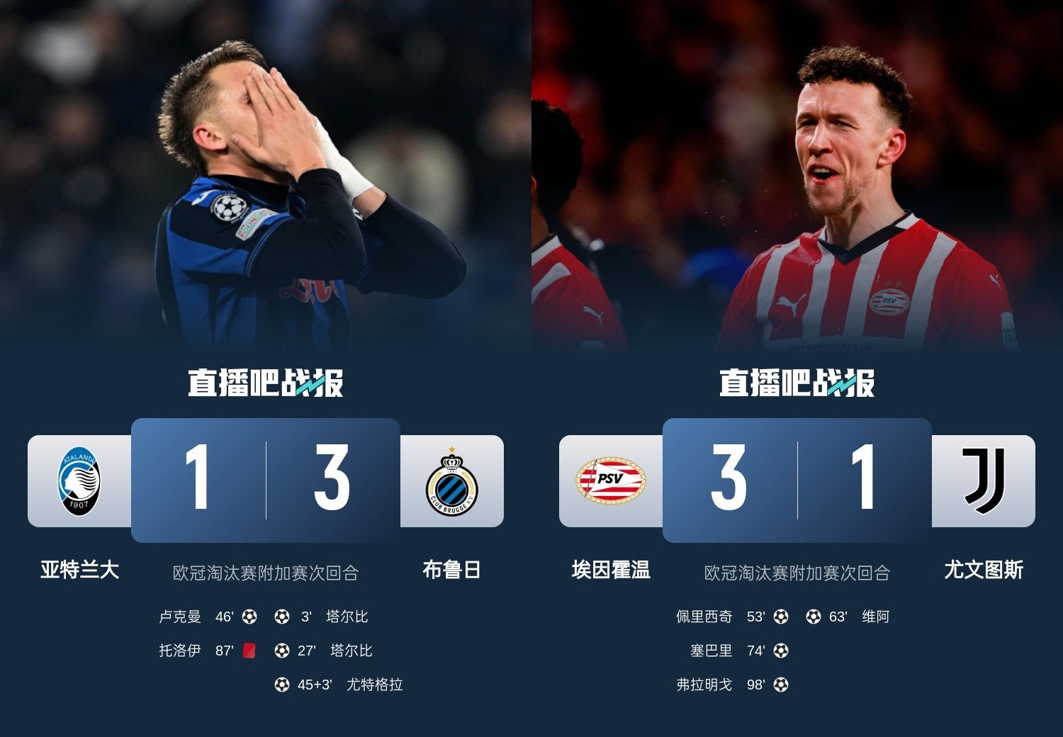  真是意甲拉垮？PSV淘汰尤文后3連敗，布魯日爆冷真藍(lán)黑后1勝難求